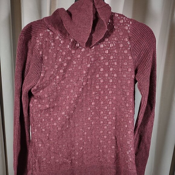 VERA WANG (SIMPLY VERA), BURGUNDY LACE SWEATER, SIZE S - Picture 1 of 12